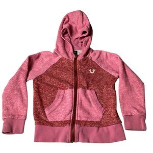True Religion: Red And Pink Hoodie, Full Zip, Kangaroo Pocket, Size 4T